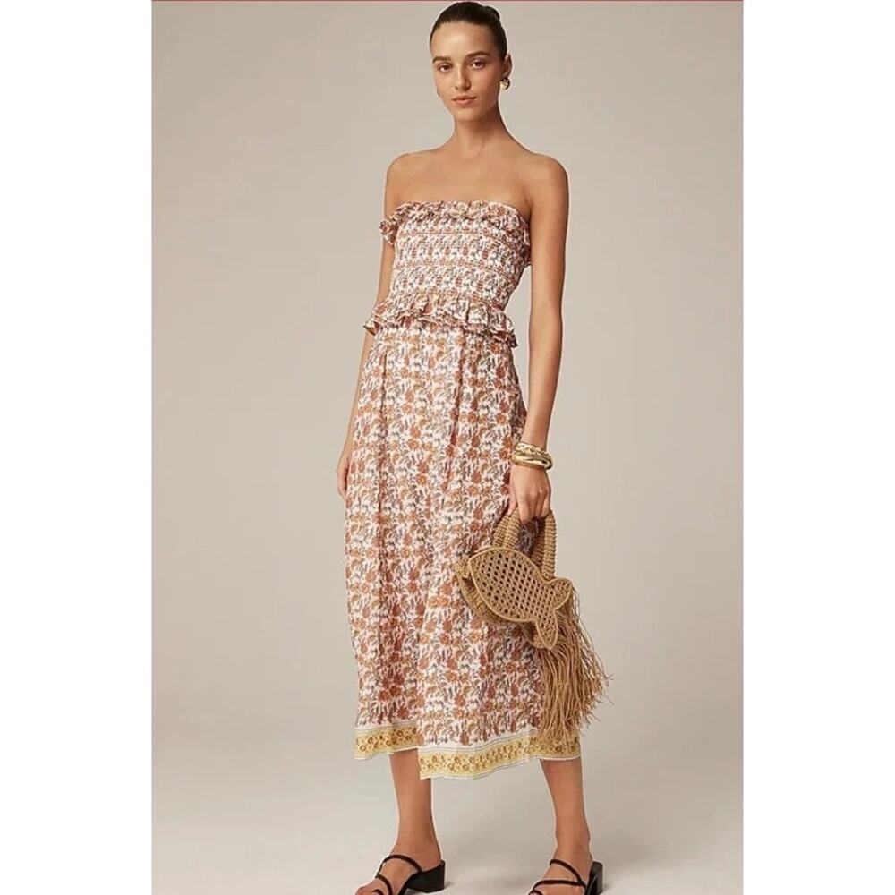 J. Crew Ravenna Dress in Sunset Rose Block-Print SZ L Euro Summer Wedding Guest - Picture 2 of 13